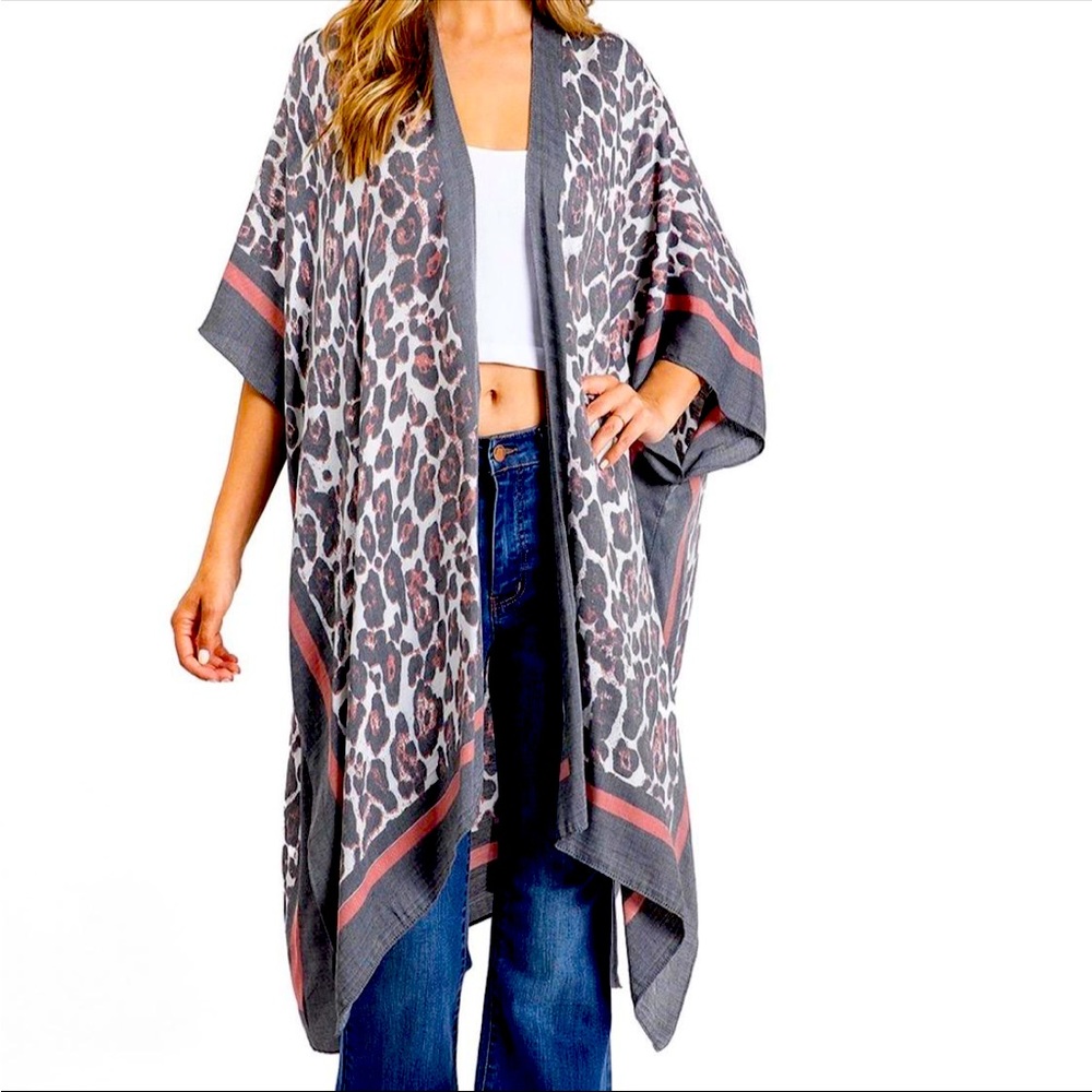 Pink leopard vision kimono new with tags